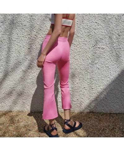 Women's Pants Flare Pants Orange Ankle-Length High Waist Trousers Female Spring Skinny Office Ladies Zip Fly Elastic Pant Trf...