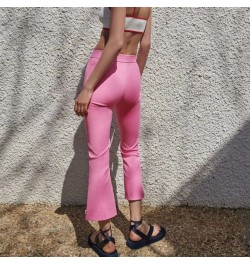 Women's Pants Flare Pants Orange Ankle-Length High Waist Trousers Female Spring Skinny Office Ladies Zip Fly Elastic Pant Trf...