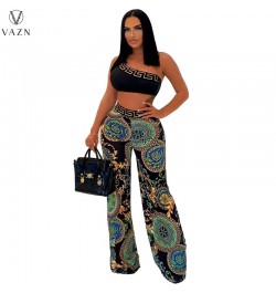 2022 Young Sexy One Off Shoulder Sleeveless + Long Wide Leg Pants Slim Women 2 Piece Set Women Wear $36.68 - Suits & Sets