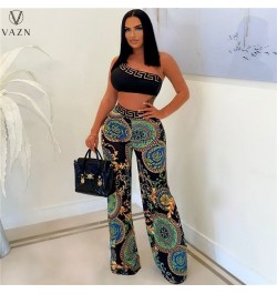 2022 Young Sexy One Off Shoulder Sleeveless + Long Wide Leg Pants Slim Women 2 Piece Set Women Wear $36.68 - Suits & Sets