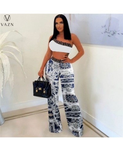 2022 Young Sexy One Off Shoulder Sleeveless + Long Wide Leg Pants Slim Women 2 Piece Set Women Wear $36.68 - Suits & Sets