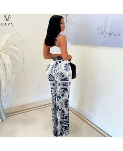 2022 Young Sexy One Off Shoulder Sleeveless + Long Wide Leg Pants Slim Women 2 Piece Set Women Wear $36.68 - Suits & Sets