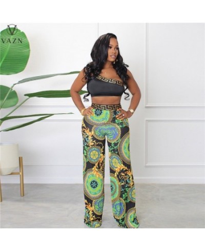 2022 Young Sexy One Off Shoulder Sleeveless + Long Wide Leg Pants Slim Women 2 Piece Set Women Wear $36.68 - Suits & Sets