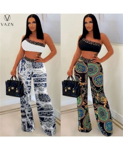 2022 Young Sexy One Off Shoulder Sleeveless + Long Wide Leg Pants Slim Women 2 Piece Set Women Wear $36.68 - Suits & Sets