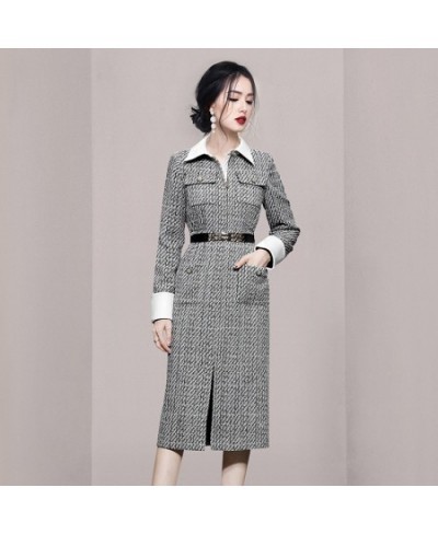 Autumn Winter Woman Long Trench Coat Fashion Korean Office OL Casual Elegant Women's Woolen Tweed Windbreaker $81.18 - Jacket...