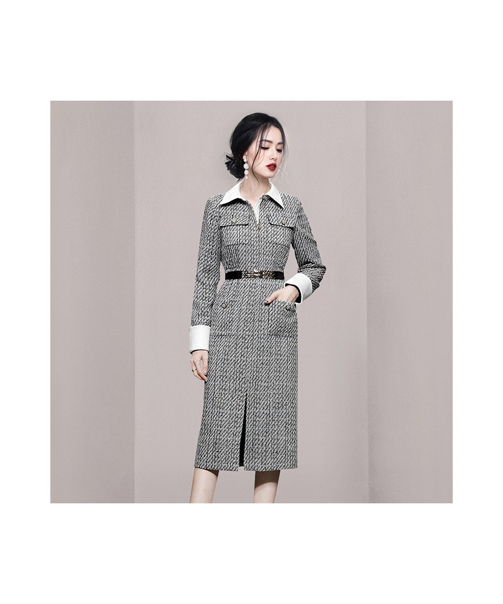 Autumn Winter Woman Long Trench Coat Fashion Korean Office OL Casual Elegant Women's Woolen Tweed Windbreaker $81.18 - Jacket...