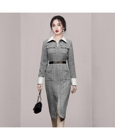 Autumn Winter Woman Long Trench Coat Fashion Korean Office OL Casual Elegant Women's Woolen Tweed Windbreaker $81.18 - Jacket...