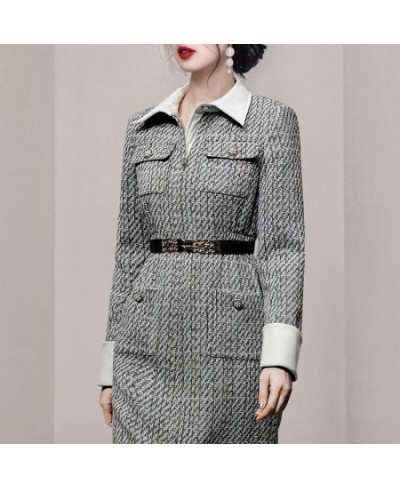 Autumn Winter Woman Long Trench Coat Fashion Korean Office OL Casual Elegant Women's Woolen Tweed Windbreaker $81.18 - Jacket...