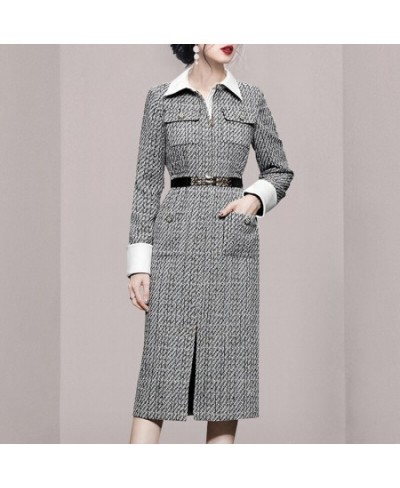 Autumn Winter Woman Long Trench Coat Fashion Korean Office OL Casual Elegant Women's Woolen Tweed Windbreaker $81.18 - Jacket...