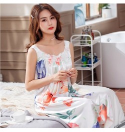 Nightgowns Women Summer 5XL Kawaii Print Large Size Students Elegant Trendy Sleepwear Femme Chic Sleeveless Knee-Length Popul...