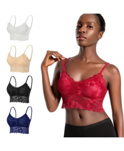 2022 new women's plus-size no underwire gathering comfortable bra cover simple natural lace anti-exposing breast wrap bra $16...