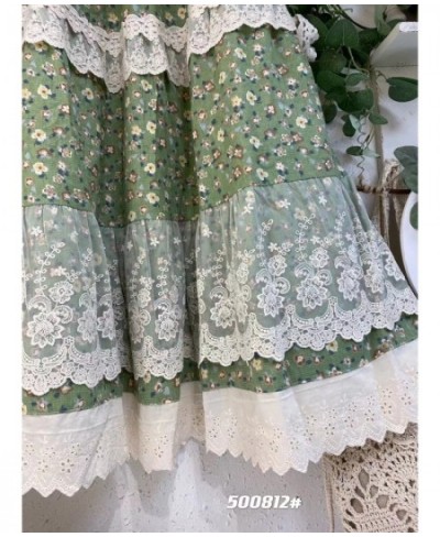 Spring New Sweet Lace Bandage Spliced Cotton Floral Skirt Women Elastic Waist Skirt HT500812 $71.42 - Skirts