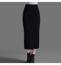 60-72CM High Waist Skirts Women Autumn Winter Warm Knitted Pencil Skirt Solid color Ribbed Skirts women $34.53 - Skirts