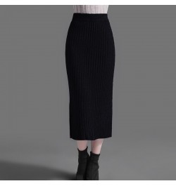 60-72CM High Waist Skirts Women Autumn Winter Warm Knitted Pencil Skirt Solid color Ribbed Skirts women $34.53 - Skirts