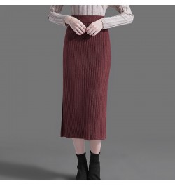 60-72CM High Waist Skirts Women Autumn Winter Warm Knitted Pencil Skirt Solid color Ribbed Skirts women $34.53 - Skirts