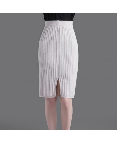 60-72CM High Waist Skirts Women Autumn Winter Warm Knitted Pencil Skirt Solid color Ribbed Skirts women $34.53 - Skirts