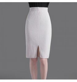 60-72CM High Waist Skirts Women Autumn Winter Warm Knitted Pencil Skirt Solid color Ribbed Skirts women $34.53 - Skirts