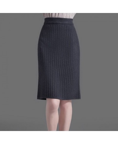 60-72CM High Waist Skirts Women Autumn Winter Warm Knitted Pencil Skirt Solid color Ribbed Skirts women $34.53 - Skirts