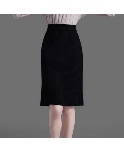 60-72CM High Waist Skirts Women Autumn Winter Warm Knitted Pencil Skirt Solid color Ribbed Skirts women $34.53 - Skirts