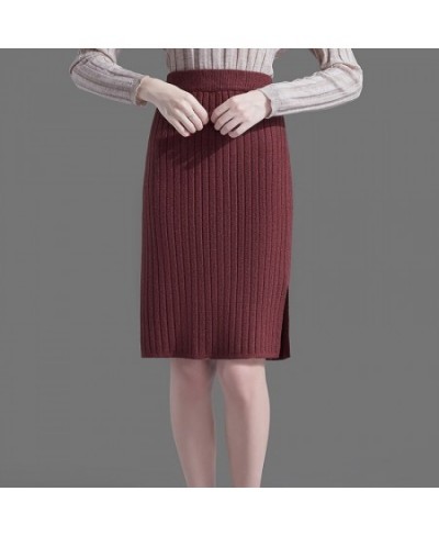 60-72CM High Waist Skirts Women Autumn Winter Warm Knitted Pencil Skirt Solid color Ribbed Skirts women $34.53 - Skirts