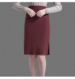 60-72CM High Waist Skirts Women Autumn Winter Warm Knitted Pencil Skirt Solid color Ribbed Skirts women $34.53 - Skirts