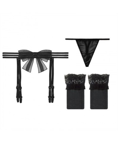 Sweet Bow Garters Suspender Belt With G strings For Stockings Women Sexy Transparent Nightwear Underwear Erotic Cosplay $13.8...