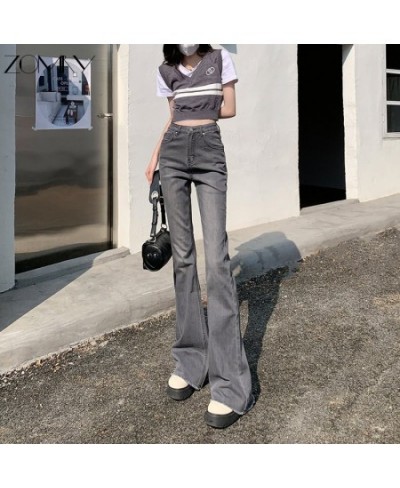 Slim Fit Stretch Flared Pants High Waist Straight Jeans Hair Flow Trousers Spring 2023 Fashion Casual Retro Street Style $45....