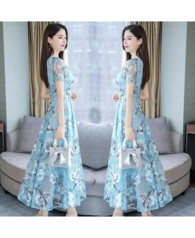 Summer Boho V-neck Women's Long Dress Oversized Printing Gauze Vestido Elegant Beach A-line Dresses Korean Slim Chiffon $35.3...