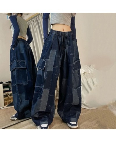 National Tide American Retro Jeans Tooling Loose Wide Leg Mopping Bloomers Blue casual Pants Streetwear Y2K Women Denim Pants...