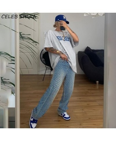 Vintage Streetwear Ripped Jeans for Women Blue High Waist Straight Leg Pants Female Clothes Y2k Hole Pantalones Mom Jean Woma...