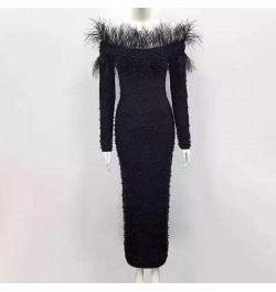 Plus Size Evening Gown Dress Women 2022 New Spring Elegant Slim Feather Neckline Beaded Skirt Lady Floor Length Party Dresses...