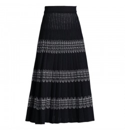2023 New Knitted Women's A-line Skirt Mid Autumn Winter Long Wrap Hip High Waist Thickenin Printed Skirt Girl's Wool Skirt Gr...