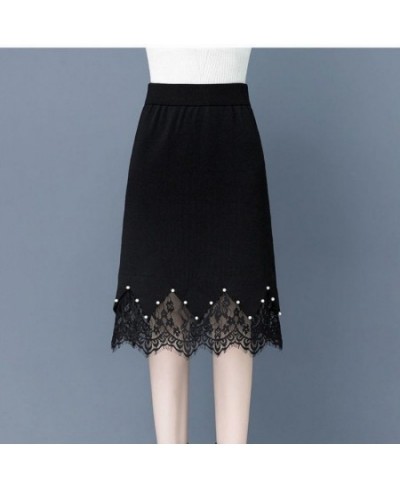 Lace Skirt Thickened Knitted New Autumn/winter 2022 High Waist Step Skirt Versatile Black A-line Skirt Wholesale $55.67 - Skirts