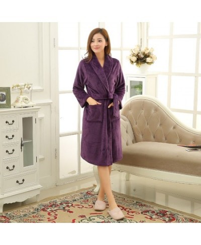 Women Men Soft Warm Coral Fleece Long Bathrobe Winter Kimono Flannel Bath Robe Nightgown Womens Dressing Gown Male Sleepwear ...