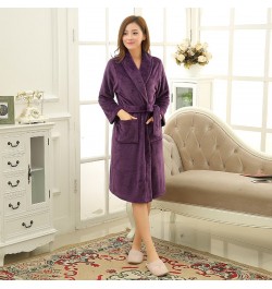 Women Men Soft Warm Coral Fleece Long Bathrobe Winter Kimono Flannel Bath Robe Nightgown Womens Dressing Gown Male Sleepwear ...