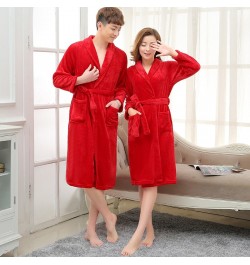 Women Men Soft Warm Coral Fleece Long Bathrobe Winter Kimono Flannel Bath Robe Nightgown Womens Dressing Gown Male Sleepwear ...