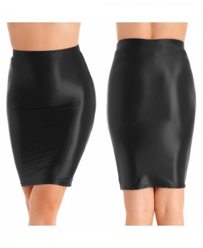 Women Glossy Sexy Mini Skirt High Waist Pencil Bodycon Skirt Stretchy Solid Color Skirt for Club Pole Dancing Party Show $20....