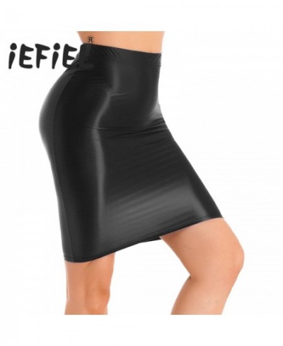 Women Glossy Sexy Mini Skirt High Waist Pencil Bodycon Skirt Stretchy Solid Color Skirt for Club Pole Dancing Party Show $20....