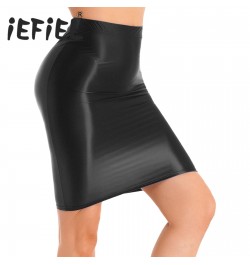 Women Glossy Sexy Mini Skirt High Waist Pencil Bodycon Skirt Stretchy Solid Color Skirt for Club Pole Dancing Party Show $20....