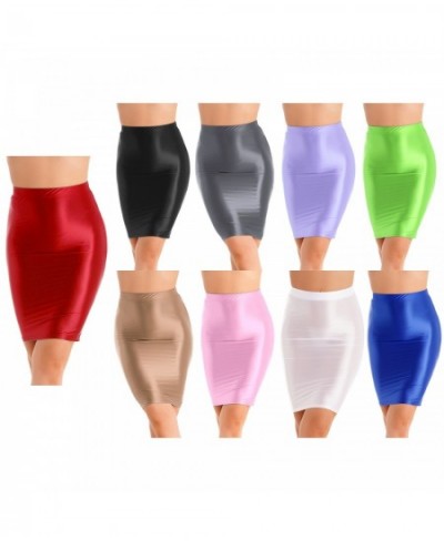 Women Glossy Sexy Mini Skirt High Waist Pencil Bodycon Skirt Stretchy Solid Color Skirt for Club Pole Dancing Party Show $20....