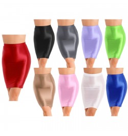 Women Glossy Sexy Mini Skirt High Waist Pencil Bodycon Skirt Stretchy Solid Color Skirt for Club Pole Dancing Party Show $20....