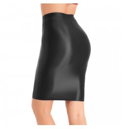 Women Glossy Sexy Mini Skirt High Waist Pencil Bodycon Skirt Stretchy Solid Color Skirt for Club Pole Dancing Party Show $20....