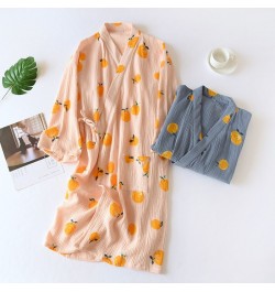 Japanese kimono dressing gown spring and autumn ladies cotton crepe cloth thin summer bathrobe home service sleepwear bath ro...