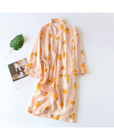 Japanese kimono dressing gown spring and autumn ladies cotton crepe cloth thin summer bathrobe home service sleepwear bath ro...