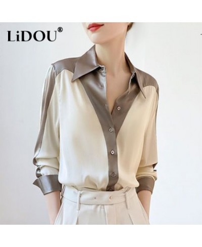 Spring Summer Elegant Fashion Patchwork Buttons Shirt Ladies Long Sleeve Temperament All-match Cardigan Tops Women Simple $38...