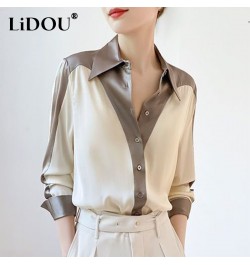 Spring Summer Elegant Fashion Patchwork Buttons Shirt Ladies Long Sleeve Temperament All-match Cardigan Tops Women Simple $38...