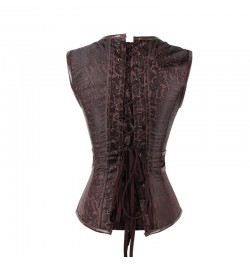 European Medieval Victoria Steampunk Gothic PU Pattern Sexy Corset Women Zipper Bandage V-neck Belt Outwear Bustier Tops $51....