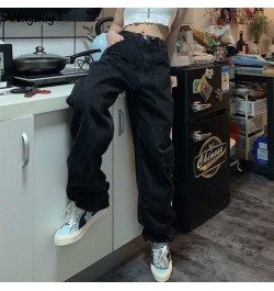 Vintage Black Retro Jeans Women Harajuku Street BF Style Chic College Teens Streetwear All-match Loose Fashion Femme Trousers...