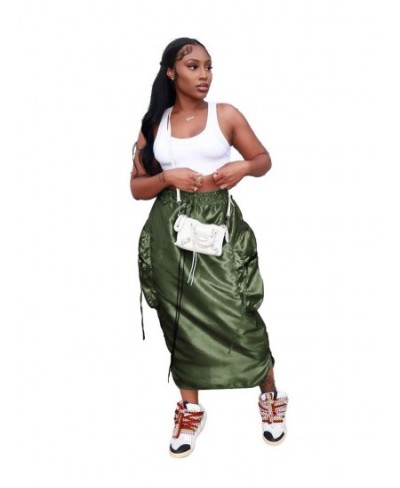 Asymmetrical Big Pockets Midi Skirts Womens 2023 New Fashion Female Young High Waisted Elastic Casual Skirt Y2k Aesthetic Jup...