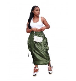 Asymmetrical Big Pockets Midi Skirts Womens 2023 New Fashion Female Young High Waisted Elastic Casual Skirt Y2k Aesthetic Jup...